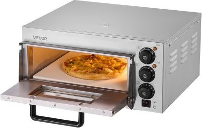 VEVOR Kommerzieller Elektro-Pizzaofen aus Edelstahl in Silber mit Timer und Pizzastein für die Arbeitsplatte - Bild 1