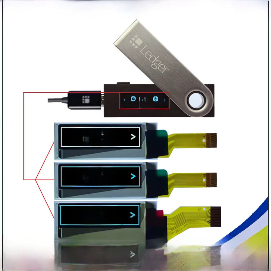 SURENOO PMOLED OLED Display Modul SSD1306 für Ledger Nano S, 0,91 Zoll, 128x32 Pixel, SPI Schnittstelle, Farben: Weiß und Schwarz - Bild 1