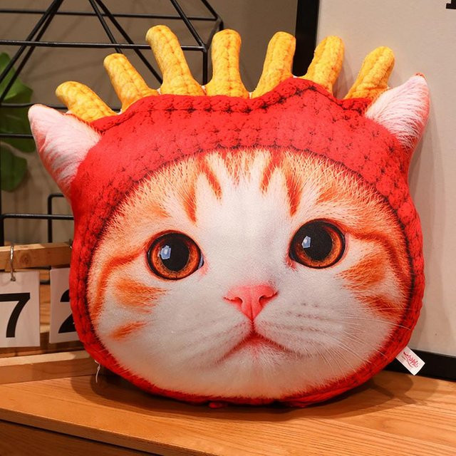 Yiran toy Kawaii Simuliertes Essen Katze Plüschtier, Stofftier Puppe Kissen, ab 14 Jahren - Bild 1