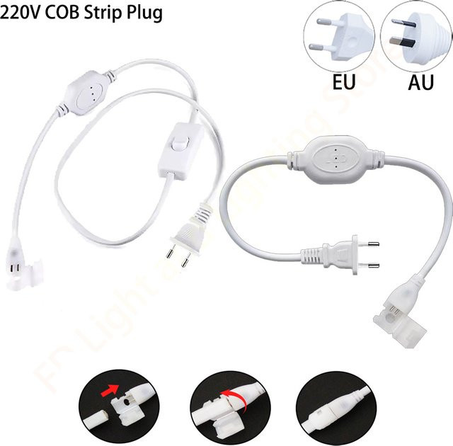 FastDeng Netzstecker mit Ein/Aus-Schalter für 220 V COB LED Streifen, Weiß - Bild 1