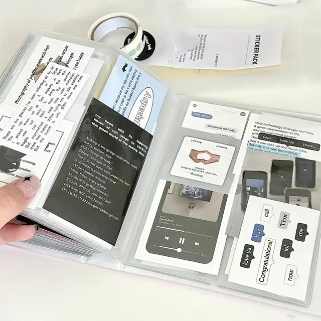 Transparentes Fotokarten-Album mit 4-Gitter-Aufbewahrung für Fotodrucke, Aufkleber und Notizen, 6 Zoll - Bild 1