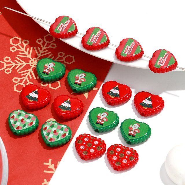 Spacer Perlen Acryl, Bunt, Weihnachten, Unisex - Bild 1