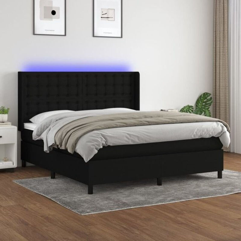 Vidaxl Boxspringbett mit Matratze in Schwarz aus Stoff, B/T/H: 180 x 200 x 118 cm - Bild 1