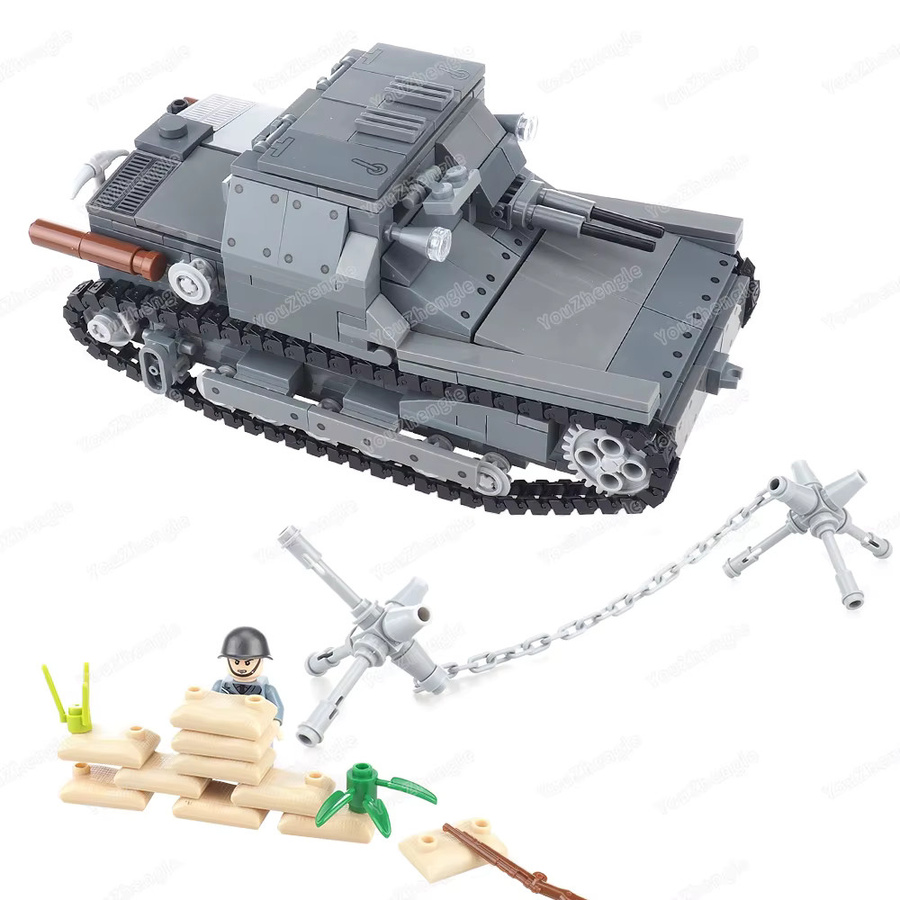 YouZhengle CV-33 Panzer Baustein-Set MOC Militär WW2 Modell mit Figuren in Grau - Bild 2