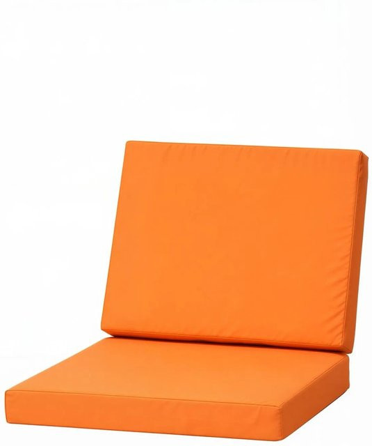 Setgarden Flat 4er Set Sitzkissen für Polyrattan Sessel in Orange mit abnehmbarem Bezug, Sitzkissen B: 50 cm, T: 52 cm, H: 7 cm und Rückenlehne B: 50 cm, H: 56 cm - Bild 1