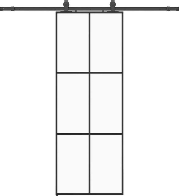 vidaXL Schiebetür aus ESG-Glas in Schwarz mit Beschlag, B: 76 cm, H: 205 cm - Bild 1
