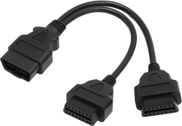 Igeteck OBD2-Verlängerungskabel 16-polig mit Y-Splitter-Adapter Stecker auf Dual-Buchse Schwarz - Bild 1