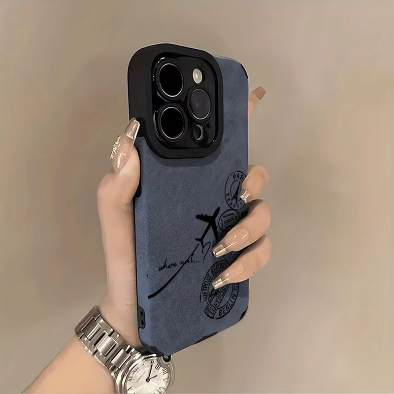 Handyhülle mit Reise-Stempel- und Flugzeug-Muster für Apple iPhone Modelle (iPhone 7 bis iPhone 17 Pro Max) - Bild 2