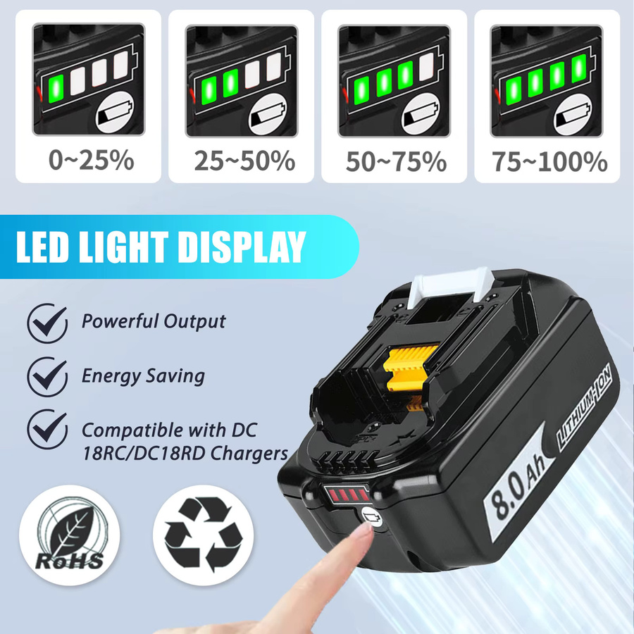 2er-Pack Makita 18V LXT Li-Ionen-Akkus mit 8000mAh in Schwarz - Bild 5