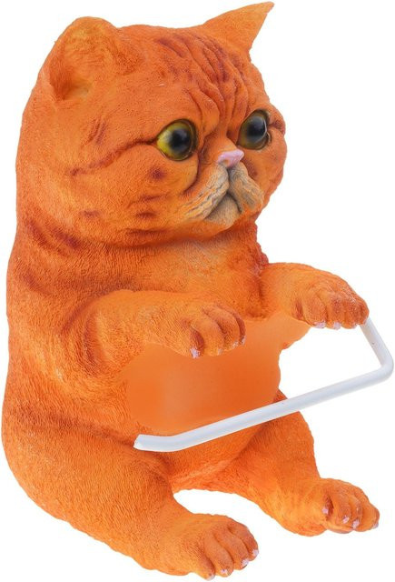 Wandmontierter Katzen-Toilettenpapierhalter Organizer aus Kunststoff in Orange mit Water Loquat Design - Bild 1
