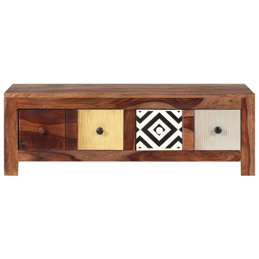 vidaXL Couchtisch aus Palisander-Massivholz in Braun mit Rautenmuster im Mid-century Design, B/T/H: 90 x 50 x 30 cm - Bild 2