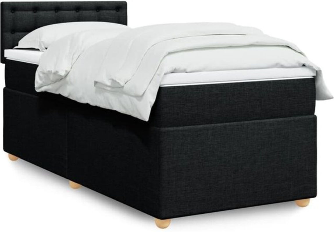Modernes Boxspringbett mit Matratze von vidaxl in Schwarz und Weiß aus Polyester-Stoff, B/T/H: 190 x 100,5 x 90 cm - Bild 1