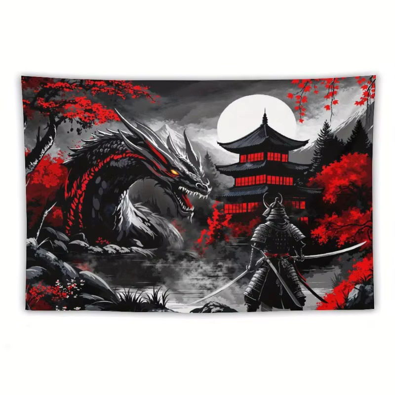 VIKAMA Wandteppich Sun Kanagawa im japanischen Stil, Mehrfarbige Anime Wanddekoration für Wohnzimmer und Schlafzimmer - Bild 2