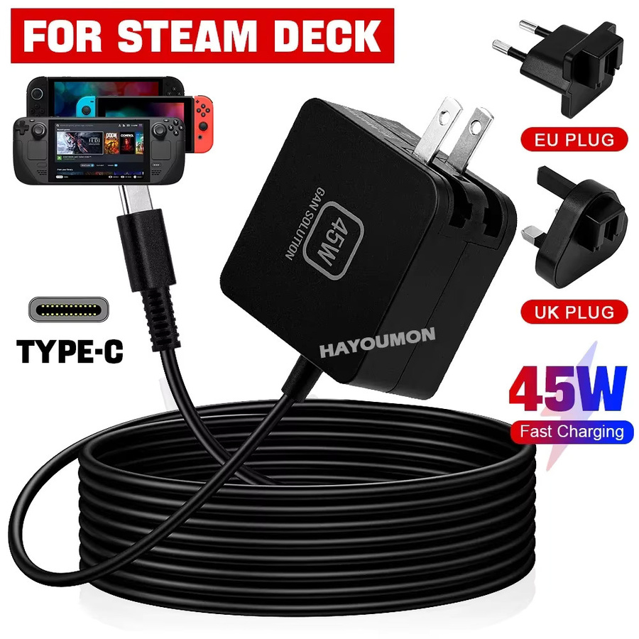 HeroAngel AC-Netzteil 45W USB-C Schnellladegerät in Schwarz für PlayStation Portal, Nintendo Switch und Steam Deck - Bild 2