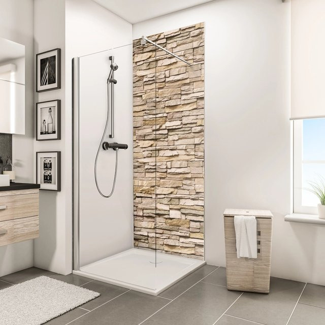 Schulte DecoDesign Duschrückwand in Steinoptik, Farbe Hell (Weiß/Beige), B/H: 255 x 100 cm - Bild 1