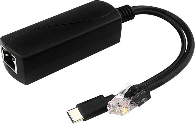 SHCHV PoE Splitter Gigabit Ethernet 10/100/1000MB IEEE 802.3 af/at Typ-C für Raspberry Pi 5, Schwarz - Bild 1