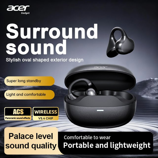 Acer Ohr629 Clip-On Bluetooth-Kopfhörer mit Geräuschunterdrückung und HiFi-Stereo in Schwarz - Bild 1