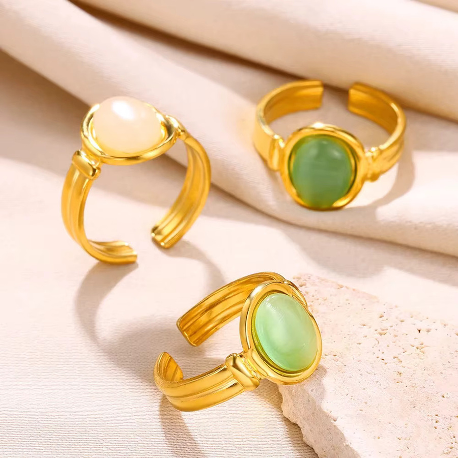 ICFTZWE Ring, Edelstahl, Gold, Opal, Damen, Vintage - Bild 2