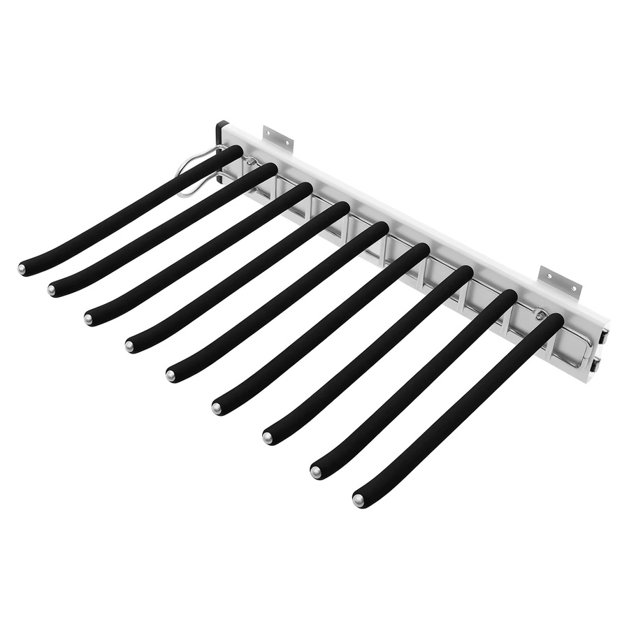 Bymaocar Ausziehbarer Hosenständer in Schwarz, Wandmontierter Schiebehosenständer mit 9 Stangen aus Metall, B/T: 46 x 32,5 cm - Bild 5