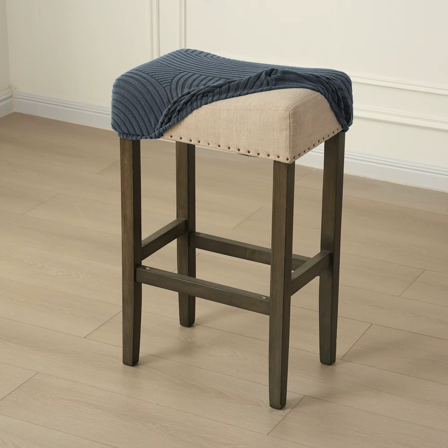 WANERQU Nordische Hockerbezüge aus Jacquard in Blau, elastische Barhocker-Überzüge für Wohnzimmer, Café und Restaurant - Bild 1