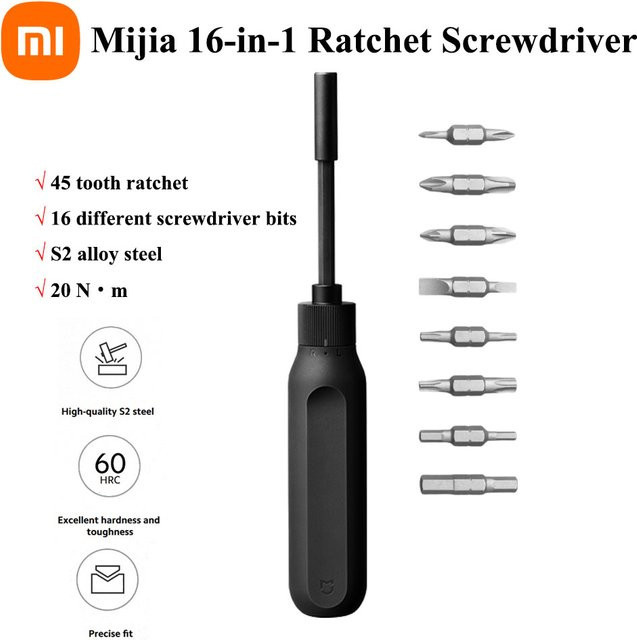 Xiaomi Mijia 16-in-1 Ratschenschraubendreher mit Bits in Schwarz - Bild 1