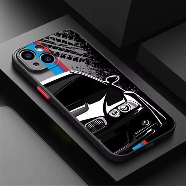 Sport B Power Car M Logo Handyhülle für iPhone, Schwarzes Weichrand Cover - Bild 1