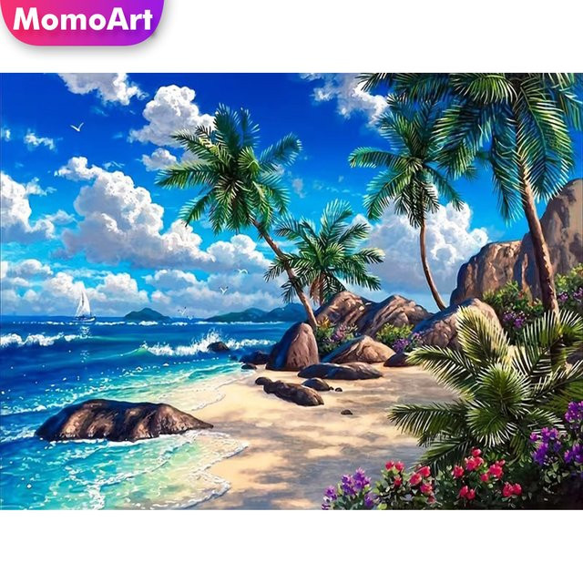 Momoart Diamant-Stickerei Meereslandschaft DIY-Bastelset für Erwachsene in Multicolour - Bild 1