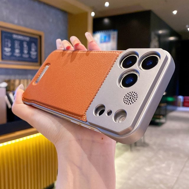 RPKKS Leder-Schutzhülle mit MagSafe-Magnetabdeckung für iPhone 17, 16, 15, 14, 13, 12, Mini und Pro Max, Farben: Blau und Orange - Bild 1