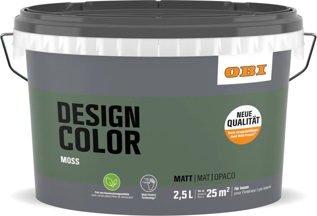OBI Design Color Dispersion Wandfarbe Moss Grün 2,5 l - Bild 1