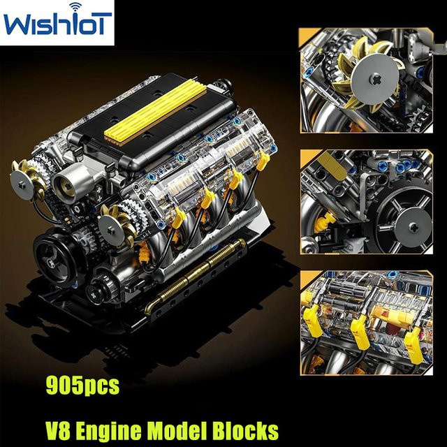 wishiot Mechanische V8 Motor Modell, Bausteine, ab 8 Jahren - Bild 1