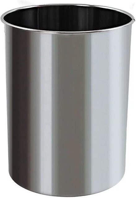 PROREGAL Runder Papierkorb aus Edelstahl in Silber, Volumen: 15 Liter, Höhe: 32,5 cm, Durchmesser: 25,5 cm - Bild 1