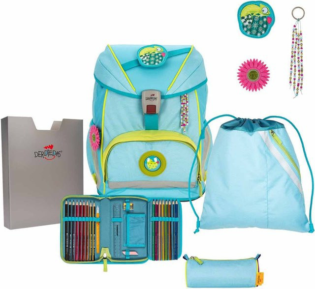 DerDieDas ErgoFlex Exklusiv LED Schulrucksack-Set 5-teilig mit Sportbeutel in Blau - Bild 1