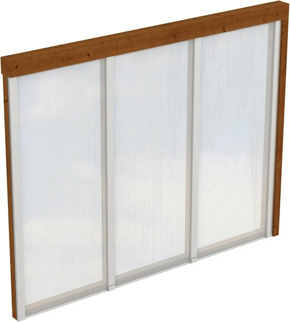 SKANHOLZ Holz-Seitenwand mit semi-transparenten Polycarbonatplatten, Farbe: Nussbaum, B: 305 cm, H: 200 cm - Bild 1