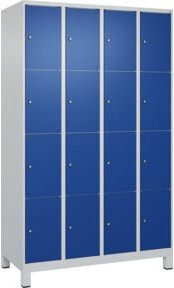 C+P Schließfachschrank Classic PLUS mit 4 Abteilen und Füßen, Farbe Grau und Enzianblau, B/T/H: 120 x 50 x 195 cm - Bild 1