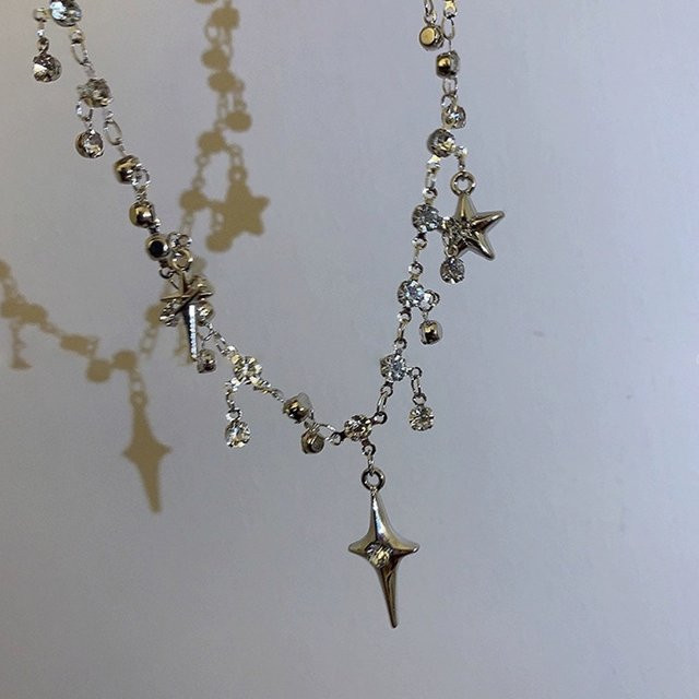 Halskette Silber, Zirkonia, Kristall, Perle, Stern, Herz, Unisex - Bild 1