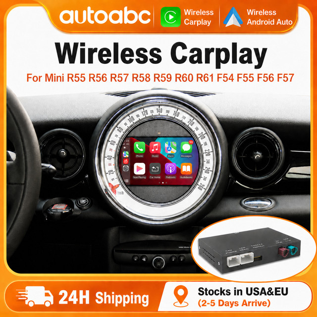 AUTOABC Kabelloses CarPlay Interface für BMW Mini Cooper One Hatch Clubman F55 F56 F54 F57 NBT System mit Android Auto und Mirror Link in Schwarz - Bild 1