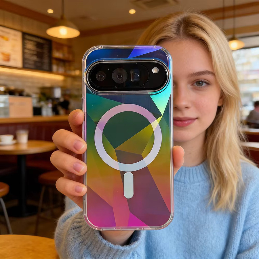 Transparente Schutzhülle mit Regenbogen-Magnet-Rückseite für Google Pixel 9 Pro und 9 Pro XL in Multicolour - Bild 6