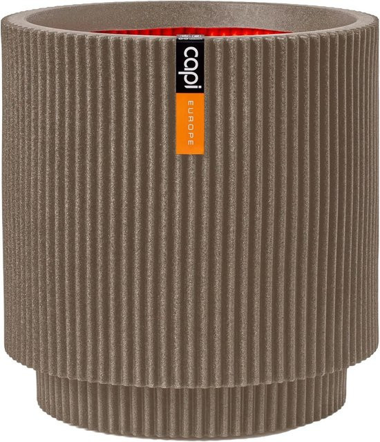 Capi Europe Blumentopf Zylinder Groove NL in Taupe, Durchmesser: 36 cm, Höhe: 38 cm - Bild 1