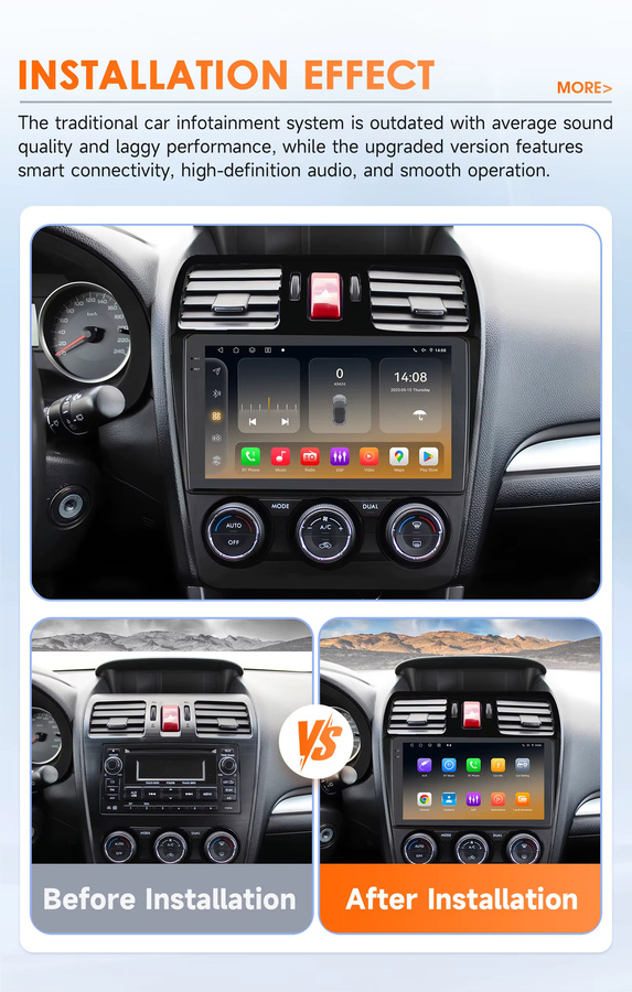 Hizpo Android Autoradio mit CarPlay und GPS für Subaru Forester MK4, Impreza, XV und Crosstrek 2013-2019, Multimedia Player mit 4G in Schwarz - Bild 2