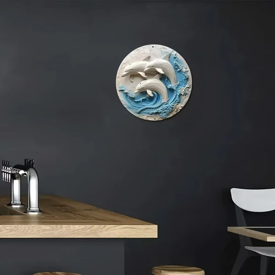 HELLOYOUNG Runder Kranz mit Delfin-Prägung als Wanddekoration für die Küche - Bild 3