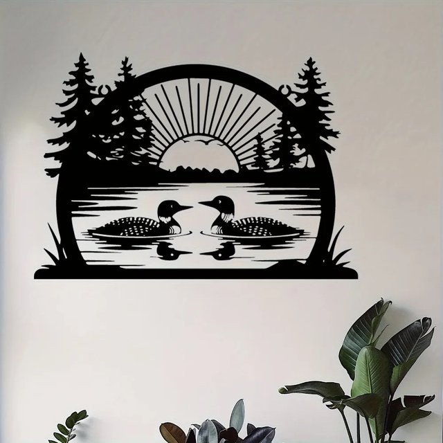 CIFBUY Rustikale Eisen-Wandkunst mit Tannenmotiv in Schwarz als wetterfeste Naturdekoration für Garten und Terrasse - Bild 1