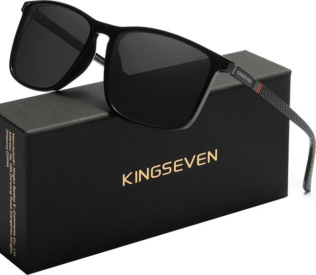 KINGSEVEN Sonnenbrille, Rechteck, Vollrand, TR90, Schwarz, Unisex, polarisiert - Bild 1