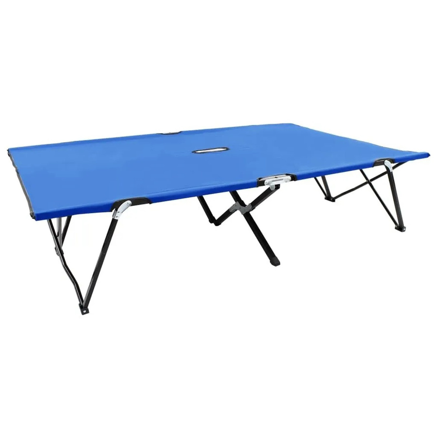 Furnicato Doppelliege Klappbar Campingbett Blau aus Stahl mit 240 kg Tragfähigkeit B/T/H: 125 x 193 x 40 cm - Bild 1