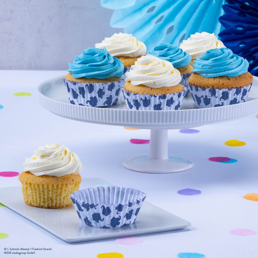 Dr. Oetker Papier-Backförmchen Die Maus und Elefant in Blau und Weiß, Ø 5 cm, 50 Stück - Bild 2