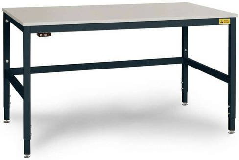 Manuflex CANTOLAB ESD-Arbeitstisch Spezial mit Kunststoffplatte, Anthrazit, B/T/H: 125 x 80 x 75,8-95,8 cm - Bild 1