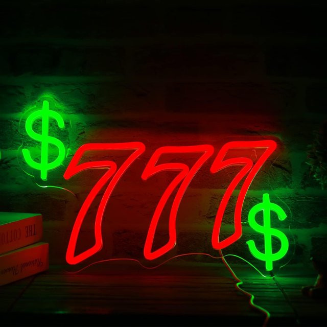 Lucky 777 LED-Neonschild in Rot mit USB-Betrieb zur Wanddekoration für Bar, Party und Spielzimmer - Bild 1