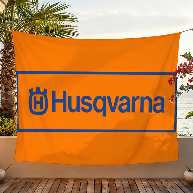 Husqvarna Flagge Orange Wanddekoration Banner B: 60 cm, H: 40 cm - Bild 1