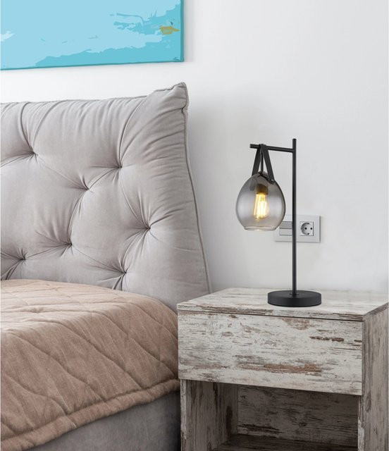 Globo Tischlampe Diethild 1-flammig Schwarz matt B/T/H: 28,0 x 16,5 x 52,0 cm - Bild 1