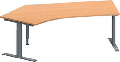 Schäfer Shop Genius Winkelschreibtisch MODENA FLEX, 135° Winkel links, T-Fuß Rechteckrohr, Buche/anthrazit, B: 216,5 cm, T: 80 cm, H: 65-85 cm - Bild 1