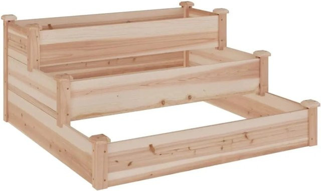 vidaXL Hochbeet aus Massivholz Tanne in Braun, B/T/H: 120 x 120 x 56 cm - Bild 1